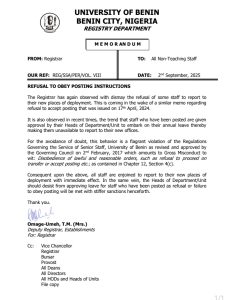 UNIBEN Registrar Warns Staff Over Refusal to Honour Posting Directives